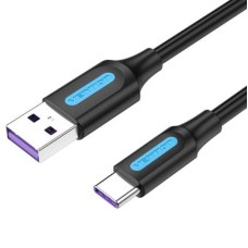 Кабель Vention USB 2.0, A Male to C Male, 5A Cable 0.5м, Black, PVC type. CORBD