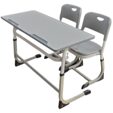 Двухместная регулируемая парта UniTech  Длина 120 см, Ширина 50 см, Высота 67-77 см Цвет: Серый