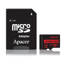 Карта памяти Micro SDXC 64Gb Apacer, Class 10 UHS-I U1, адаптер