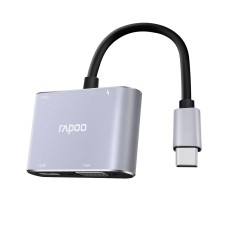 Переходник USB Type-C Multi Function 2in1, Rapoo XD30, RTL, Grey