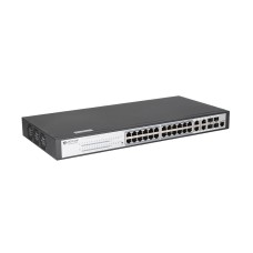 Коммутатор, BDCOM, S2528-P, Управляемый L2+, 24 порта PoE 10/100/1000M RJ45, 4 комбо-порта 1000M SFP, Бюджет PoE 370W, Стоечный 1U,