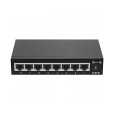Коммутатор, BDCOM, S1508E, Неуправляемый, 8 портов 10/100/1000M RJ45, 3 DIP группы, standard, solated, extended, loop alarm, настольный, AC220V внешний адаптер питания