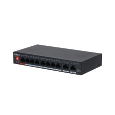Коммутатор, Dahua, DH-PFS3010-8GT-96, Неуправляемый, 8 портов 10/100/1000M RJ45 PoE (802.3af/at/bt, 96W), 2 порта 10/100/1000M RJ45