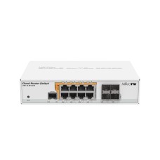 Коммутатор, MikroTik, CRS112-8P-4S-IN, Cloud Router Switch, 8 портов 10/100/1000M, Ether1-Ether8 PoE 802.3af/at, 4 порта SFP, RouterOS (5), -20°C to 60°C, desktop case