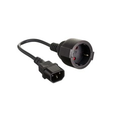 Переходник, SVC, C14 на Schuko, С 1хEC-320-C14 на разъём 1хShuko, 15 см, Чёрный