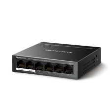 Коммутатор, Mercusys, MS106LP, Миниатюрный, 6 портов 10/100M RJ45 (4 порта PoE+ 802.3af/at 40W, 250м), Auto-MDI/MDIX