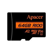 Карта памяти Micro SDXC 64Gb Apacer, Class 10 UHS-I U3, A2, адаптер