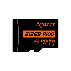 Карта памяти Micro SDXC 512Gb Apacer, Class 10 UHS-I U3, A2, адаптер