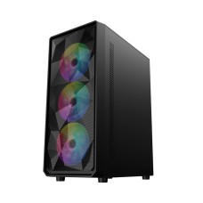 Компьютерный корпус, 1STPLAYER, FD3-BK-1F5M-3F5S, Mid-Tower, ATX/M-ATX, USB3.0*1, USB2.0*2, HD AUDIO/MIC, 4*120мм F5 RGB вентилятор, Высота процессорного кулера до 155мм, Длина VGA до 290мм, 1*3,5/1*2,5, Сталь/Пластик/Закаленное стекло, 338x192x447мм, Без