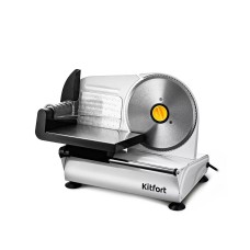 Ломтерезка, Kitfort, КТ-6269,Толщина нарезки 1-15 мм, Диаметр дискового ножа 19 см, Скорость вращения дискового ножа 90 об/мин, Уровень шума <80 дБА, Длина шнура 1.1 м, Мощность 150 Вт, Белый/Черный