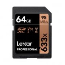 LEXAR 64GB Professional 633x SDXC UHS-I cards, up to 95MB/s read 45MB/s write C10 V30 U3, Global EAN: 843367119608