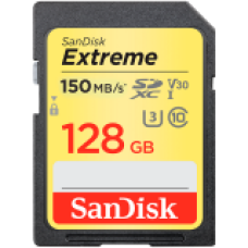 SanDisk Extreme 128GB SDXC Memory Card + 1 year RescuePRO Deluxe up to 180MB/s & 90MB/s Read/Write speeds, UHS-I, Class 10, U3, V30, EAN: 619659188863