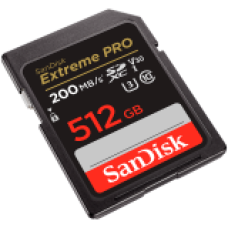 SanDisk Extreme PRO 512GB SDXC Memory Card + 2 years RescuePRO Deluxe up to 200MB/s & 140MB/s Read/Write speeds, UHS-I, Class 10, U3, V30, EAN: 619659188665