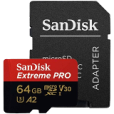 SanDisk Extreme PRO microSDXC 64GB + SD Adapter + 2 years RescuePRO Deluxe up to 200MB/s & 90MB/s Read/Write speeds A2 C10 V30 UHS-I U3, EAN: 619659188573