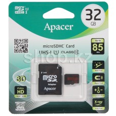 Карта памяти Micro SDHC 32Gb Apacer, Class 10 UHS-I U1, адаптер (AP32GMCSH10U5-R)