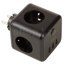 Сетевой фильтр Tessan TS-301-DE, 3 розетки, 3хUSB, Black