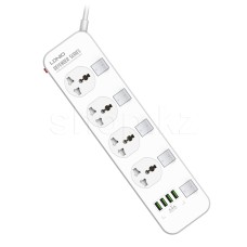 Сетевой фильтр LDNIO SC4408, 4 розетки, 4хUSB, 2м, White