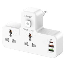 Сетевой фильтр LDNIO SC2311, 2 розетки, 2хUSB, USB Type-C, White