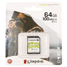 Карта памяти SDXC 64Gb Kingston Canvas Select Plus, Class 10 UHS-I U1