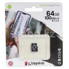 Карта памяти Micro SDXC 64Gb Kingston, Class 10 UHS-I U1 (SDCS2/64GBSP)