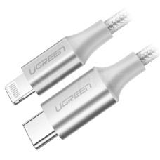 Кабель интерфейсный для USB Type-C/Lightning UGREEN US304, 1.5m, Silver