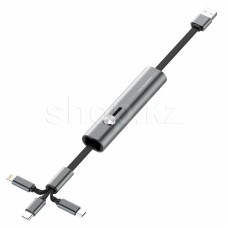 Кабель интерфейсный для Micro USB/Lightning/USB Type-C LDNIO LC99, 0.3m, Gray