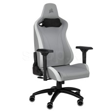CORSAIR TC200 Leatherette Gaming Chair, Standard Fit - Light Grey/White