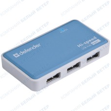USB HUB 4-port USB 2.0 Defender Quadro Power, White-Blue