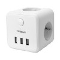Сетевой фильтр + зарядка Tessan TS-301, 1.5m, Белый 3 розетки, 10A, 3 USB 2.4A max, switch, white