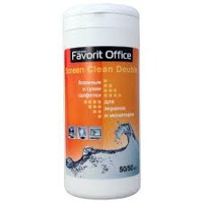 F130001 "FAVORIT OFFICE" Screen Clean, влажные салфетки для экранов LCD TFT, туба 100 салфеток