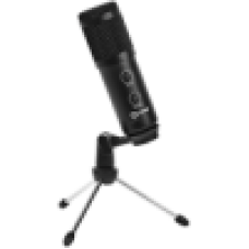 LORGAR Voicer 521, Gaming Microphone, Black, USB condenser mic with Volume Knob, 3.5MM headphonejack, mute button and led indicator, package including 1x F5 Microphone, 1 x 2M type-C USB Cable, 1 xTripod Stand