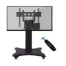 Prestigio Solutions® Mobile stand for 45''-86'' screens, up to 100 kgs weight. Rolling wheels with stoppers. Electric adjustable height. Tempered glass shelf, Black